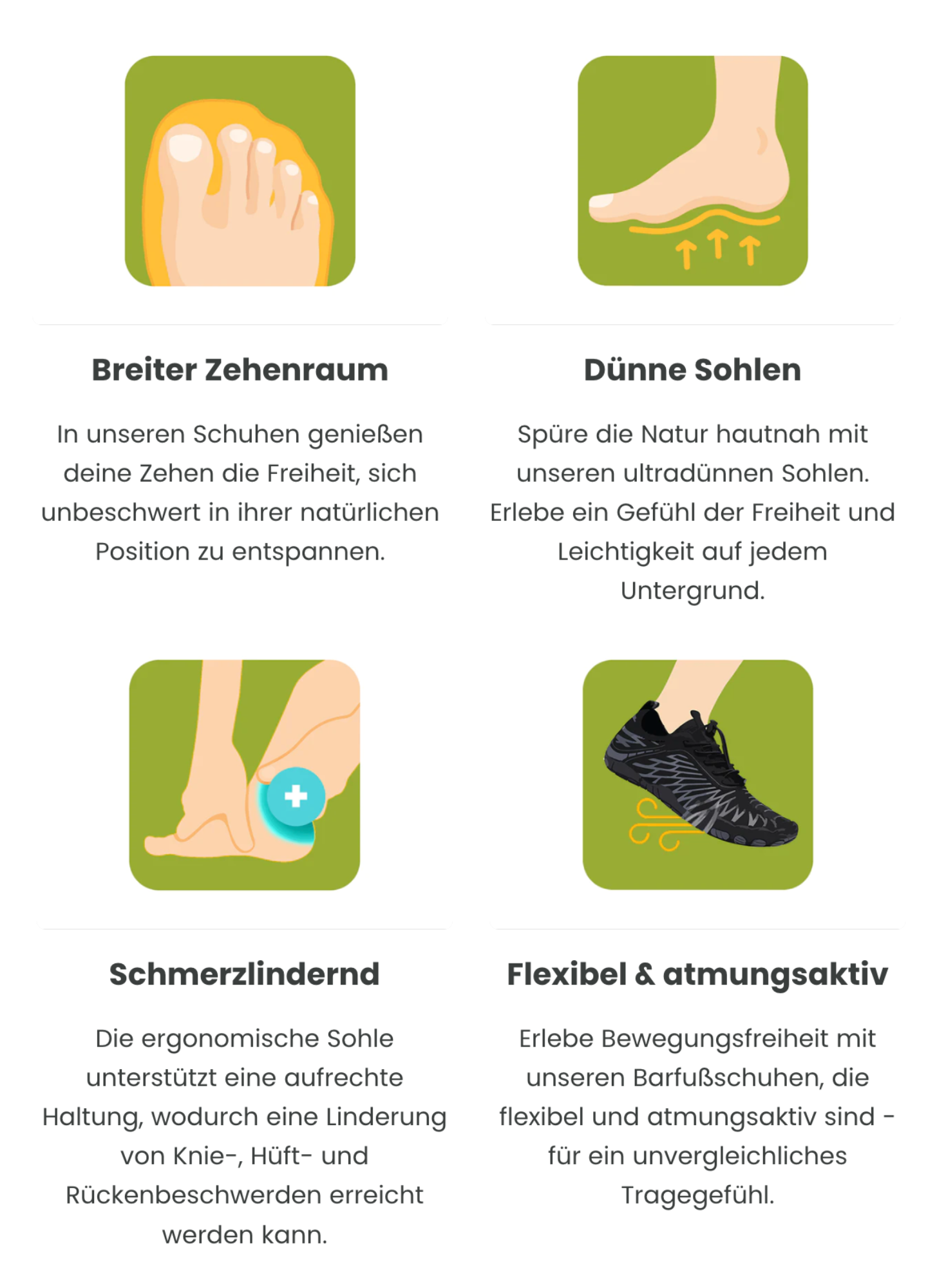 vitastep Barfußschuhe: Produktvorteile Mobile